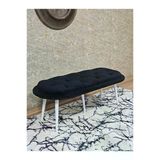 Ufo Oturak Bench - Beyaz Boyalı Sivriltme Ayak - Oturak - Bench - Puf - Yatak Ucu Pufu Siyah Renk 100 X 50 Boyut/Ebat