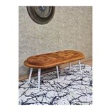 Ufo Oturak Bench - Beyaz Boyalı Sivriltme Ayak - Oturak - Bench - Puf - Yatak Ucu Pufu Turuncu Renk 100 X 50 Boyut/Ebat