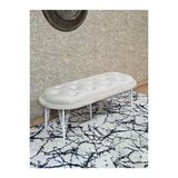 Ufo Oturak Bench - Beyaz Boyalı Telli Ayak - Oturak - Bench - Puf - Yatak Ucu Pufu Krem Renk 100 X 50 Boyut/Ebat