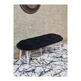 Ufo Oturak Bench - Beyaz Boyalı Telli Ayak - Oturak - Bench - Puf - Yatak Ucu Pufu Siyah Renk 100 X 50 Boyut/Ebat