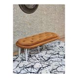 Ufo Oturak Bench - Beyaz Boyalı Telli Ayak - Oturak - Bench - Puf - Yatak Ucu Pufu Turuncu Renk 100 X 50 Boyut/Ebat