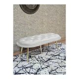 Ufo Oturak Bench - Gold Kaplama Sivriltme Ayak - Oturak - Bench - Puf - Yatak Ucu Pufu Krem Renk 100 X 50 Boyut/Ebat