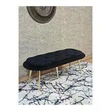 Ufo Oturak Bench - Gold Kaplama Sivriltme Ayak - Oturak - Bench - Puf - Yatak Ucu Pufu Siyah Renk 100 X 50 Boyut/Ebat