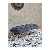 Ufo Oturak Bench - Krom Kaplama Sivriltme Ayak - Oturak - Bench - Puf - Yatak Ucu Pufu Füme Renk 100 X 50 Boyut/Ebat