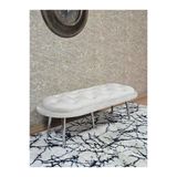 Ufo Oturak Bench - Krom Kaplama Sivriltme Ayak - Oturak - Bench - Puf - Yatak Ucu Pufu Krem Renk 100 X 50 Boyut/Ebat