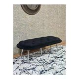 Ufo Oturak Bench - Krom Kaplama Sivriltme Ayak - Oturak - Bench - Puf - Yatak Ucu Pufu Siyah Renk 100 X 50 Boyut/Ebat