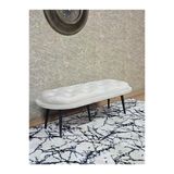 Ufo Oturak Bench - Siyah Boyalı Sivriltme Ayak - Oturak - Bench - Puf - Yatak Ucu Pufu Krem Renk 100 X 50 Boyut/Ebat