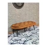 Ufo Oturak Bench - Siyah Boyalı Sivriltme Ayak - Oturak - Bench - Puf - Yatak Ucu Pufu Turuncu Renk 100 X 50 Boyut/Ebat