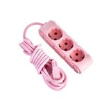 Ufo Pembe Renkli Üçlü Priz 3 Mt 7007 P3Pembe