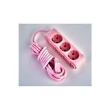 UFO Pembe Üçlü 5 Metre Grup Uzatma Priz