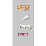 UFO Tekli grup priz (((beyaz renk))) 2 mt kablolu (1.sınıf kaliteli) seyyar uzatma kablosu