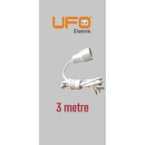 UFO Tekli grup priz (((beyaz renk))) 3 mt kablolu (1.sınıf kaliteli) seyyar uzatma kablosu