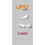 UFO Tekli grup priz (((beyaz renk))) 5.0 mt kablolu (1.sınıf kaliteli) seyyar uzatma kablosu