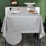 UFRIDAY Gümüş Gri Suni Deri Masa Örtüsü 152,4 x 213,4 cm, Dış Mekan Partisi, Kamp, Piknik, Mutfak ve Yemek Odası için Dikdörtgen Masa Örtüleri Dikdörtgen Su Geçirmez Masa Örtüleri