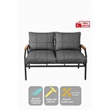 Ufuk home 2'li Koltuk Bahçe Mobilyası Bahçe Takımı Metal Balkon Takımı Çay Seti Gri