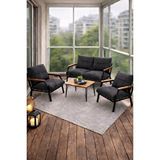 Ufuk home Bahçe Mobilyası 2 1 1 Miray Bahçe Takımı Metal Sehpalı Balkon Takımı Çay Seti Nn211 Antrasit