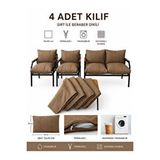 UFUK HOME Balkon Bahçe Takımı Minder Kılıfı 4’lü Set Kahverengi 55x90 cm Fermuarlı Yıkanabilir