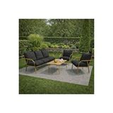 Ufuk home Cappucino 311 Masalı Antrasit Bahçe Oturma Grubu – Modern Metal İskeletli 4’lü Bahçe Seti