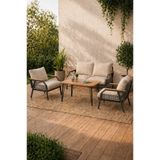 Ufuk home Daisy Antrasit 2+1+1 Masalı Bej Bahçe Balkon Takımı Makrome Örgülü Fermuarlı Metal Kanepe Seti