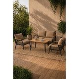 Ufuk home Daisy Antrasit 2+1+1 Masalı Kahverengi Bahçe Balkon Takımı Makrome Örgülü Fermuarlı Metal Kanepe Seti