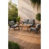 UFUK HOME Daisy Antrasit 211 Masalı Örgülü Açık Gri Fermuarlı BahçeBalkon Takımı, Cafe, Salon Metal Kanepe Takımı
