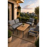 UFUK HOME Daisy Antrasit 211 Masalı Örgülü Gri Fermuarlı Bahçe Balkon Takımı, Cafe, Salon - Metal Kanepe Koltuk Takımı