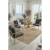 UFUK HOME Daisy Makrome Örgülü 211 Masalı Antrasit Balkon & Bahçe Mobilyası Seti Balkon Takımı