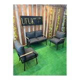 UFUK HOME Linda 211 Antrasit Fermuarlı Bahçe Balkon Takımı, Cafe, Salon - Metal Kanepe Koltuk Takımı