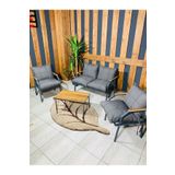 UFUK HOME Linda 211 Sehpalı Antrasit Fermuarlı Bahçe Balkon Takımı, Cafe, Salon - Metal Kanepe Koltuk Takımı