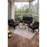 UFUK HOME Linda 211 Sehpalı Siyah Fermuarlı Bahçe Balkon Takımı, Cafe, Salon - Metal Kanepe Koltuk Takımı