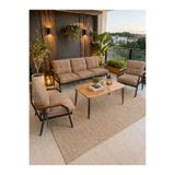 Ufuk Home Linda 311 Masalı Kahverengi Fermuarlı Bahçe Balkon Takımı, Cafe, Salon - Metal Kanepe Koltuk Takımı