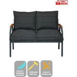 Ufuk Home Linda Ikili Koltuk,konforlu Balkon Mobilyası,modern Metal Çay Seti,estetik Cafe Sandalyeleri, Mutfak Metal Koltuk - 118x90 - Antrasit