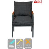 Ufuk Home Linda Tekli Koltuk,konforlu Balkon Mobilyası,modern Metal Çay Seti,estetik Cafe Sandalyeleri, Mutfak Metal Koltuk - 62 x 90 - Antrasit