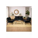 Ufuk Home Milas 211 Siyah Sehpalı Fermuarlı Bahçe Balkon Takımı, Cafe, Salon - Metal Kanepe Koltuk Takımı