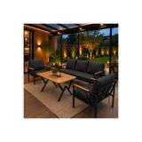 UFUK HOME Miray 311 Masalı Balkon Bahçe Oturma Grubu Minderli Metal Bahçe Mobilyası Takımı Antrasit
