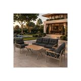 Ufuk home Miray Cappuccino 311 Masalı Bahçe ve Balkon Oturma Grubu – 3+1+1 Metal İskelet, Antrasit Minderli