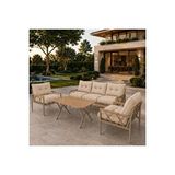 Ufuk home Miray Cappuccino 311 Masalı Bahçe ve Balkon Oturma Grubu – 3+1+1 Metal İskelet, Bej Minderli