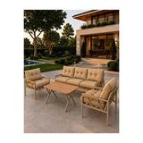 Ufuk home Miray Cappuccino 311 Masalı Bahçe ve Balkon Oturma Grubu – 3+1+1 Metal İskelet,kahverengi Minderli