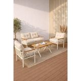 UFUK HOME Miray Krem 211 Masalı Krem Fermuarlı Düğmeli Bahçe Oturma Grubu Balkon Oturma Takımı Salon Teras