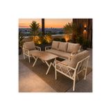 UFUK HOME Miray Krem Metal 311 Masalı Kahverengi Balkon Bahçe Oturma Grubu Minderli Metal Bahçe Mobilyası Takımı