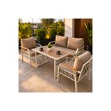 UFUK HOME Petunia Krem 211 Masalı Kahverengi Bahçe & Balkon Mobilya Takımı Çay Seti Koltuk Takımı