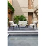 Ufuk Home Sehpalı Krem Fermuarlı Bahçe Balkon Takımı, Cafe, Salon - Metal Kanepe Koltuk Takımı