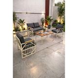 Ufuk Home Violet Cappuccino 2+1+1 Masalı Antrasit Minderli Metal Balkon Bahçe Oturma Grubu