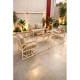 Ufuk Home Violet Cappuccino 2+1+1 Masalı Minderli Metal Balkon Bahçe Oturma Grubu