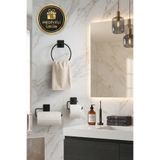 UG Home Siyah Halka Havluluk Yapışkanlı Açık Tuvalet Kağıtlığı Solo Rulo Kağıtlık 3Lü Banyo Aksesuar Seti