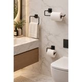 UG Home Siyah Kare Havluluk Yapışkanlı Açık Tuvalet Kağıtlığı Solo Rulo Kağıtlık 3 Lü Banyo Seti
