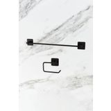 UG Home Siyah Kare Yapışkanlı Uzun Havluluk Siyah Açık Yapışkanlı Tuvalet Kağıtlığı 2 Li Banyo Aksesuar Seti