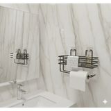 UG Home Siyah Metal Yapışkanlı Raflı Solo Havluluk Peçetelik Banyo Düzenleyici