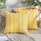 UGASA Dış Mekan Su Geçirmez Kırlent Kılıfları 2'li Paket Boho Dokuma Şerit Doku Dekoratif Yastık Kılıfları Veranda için Veranda Yastıkları Çadır Avlu Bahçe Tezgahı 50 x 50 cm, Sarı