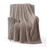UGG 10484 Adalee Yumuşak Suni Kürk Ters Çevrilebilir Vurgu Büyük Boy Battaniye Kabarık Bulanık Lüks Rahat Otel Tarzı Lüks Yumuşak Boho Ev Dekoru Yatak ve Oturma Odası için Battaniyeler, 170 x 130 cm,